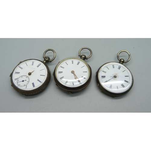 1118 - Three silver fob watches