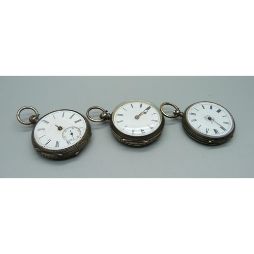 1118 - Three silver fob watches