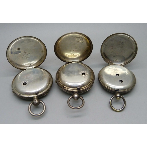 1118 - Three silver fob watches