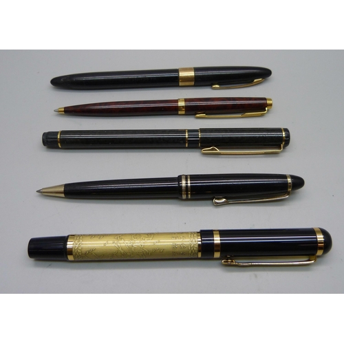 1124 - A Baoer Chinese Horse fountain pen, Sheaffer fountain pen, Waterman fountain pen, Parker ballpoint p... 