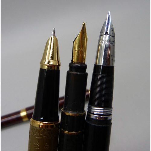 1124 - A Baoer Chinese Horse fountain pen, Sheaffer fountain pen, Waterman fountain pen, Parker ballpoint p... 