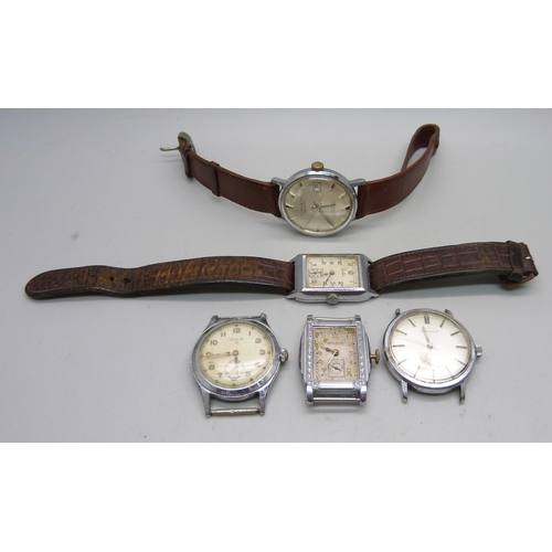 1139 - Five gentleman's mechanical wristwatches including an example by Bulova