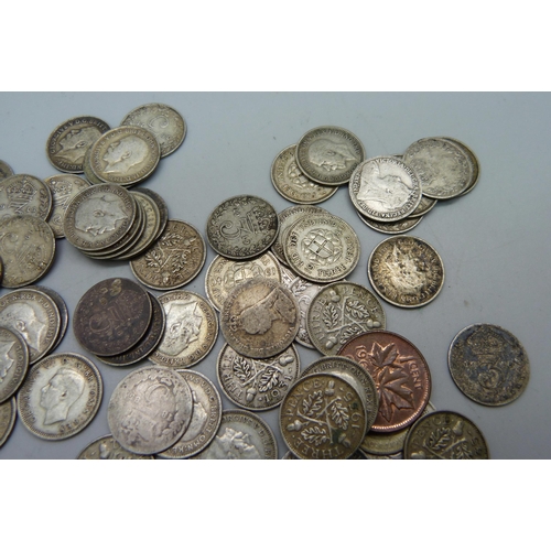 1141 - A collection of pre 1920 coins, 93g, together with 68g of 1920-1947 coins