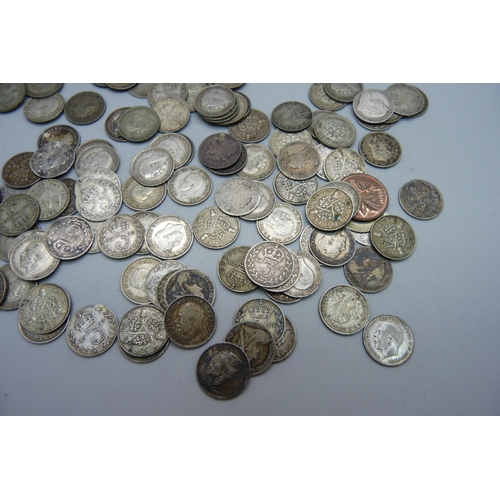 1141 - A collection of pre 1920 coins, 93g, together with 68g of 1920-1947 coins