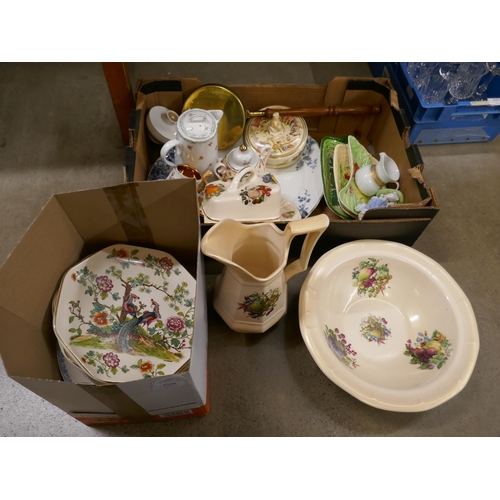 1156 - A collection of china, a jug and bowl, kitchen ware, leaf dishes, etc. **PLEASE NOTE THIS LOT IS NOT... 