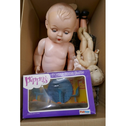 1159 - Two boxes of mid 20th Century and later dolls **PLEASE NOTE THIS LOT IS NOT ELIGIBLE FOR IN-HOUSE PO... 