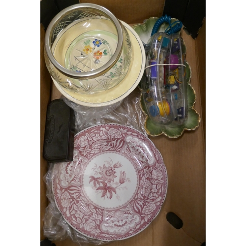 1164 - Two boxes of assorted china, glassware and a telephone **PLEASE NOTE THIS LOT IS NOT ELIGIBLE FOR IN... 