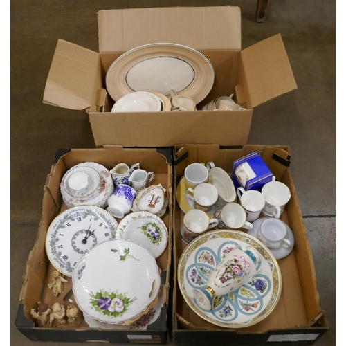 1169 - Two boxes of mixed china including Minton, Denton, Royal Commemorative and a box of Solian Ware part... 