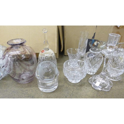 1189 - Four boxes of glassware including Nachtmann lead crystal, Royal Doulton wine glasses, Royal Brierley... 