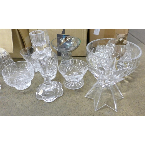 1189 - Four boxes of glassware including Nachtmann lead crystal, Royal Doulton wine glasses, Royal Brierley... 