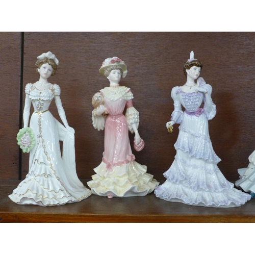 616 - Five Coalport Golden Age figures including Georgina, Eugenie and Charlotte