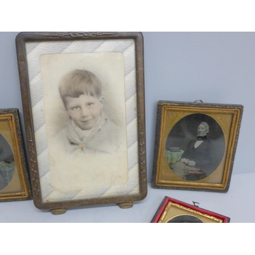 654 - Five Dagguerretypes, a photograph frame and one framed photograph