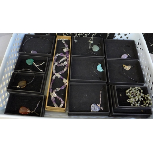 677 - Thirty six semi-precious stone necklaces