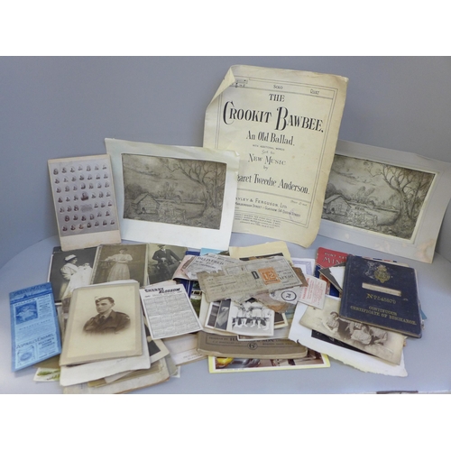 698 - 19th Century and early 20th Century ephemera including advertising book marks, Merchant Navy items, ... 