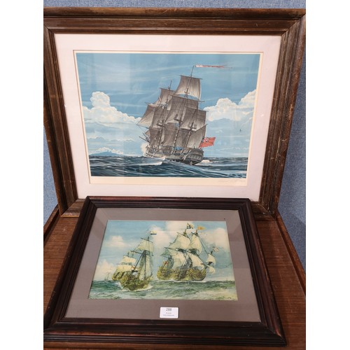 288 - Two naval scene prints, framed