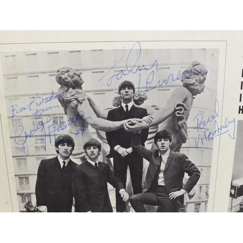 708 - A Beatles LP record, The Beatles Beat, 1964 with signatures rubber stamped to the back with provenan... 