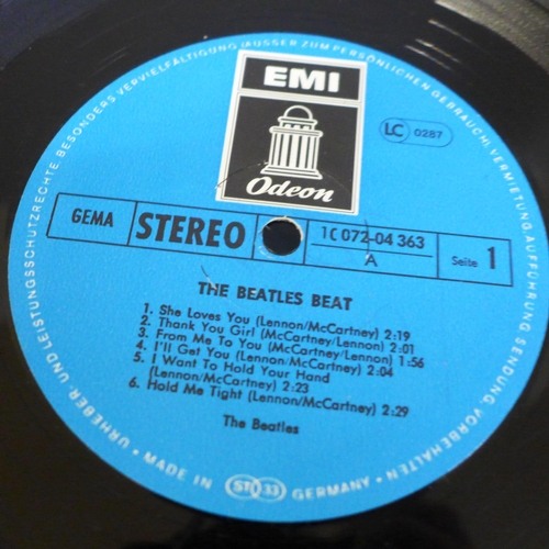 708 - A Beatles LP record, The Beatles Beat, 1964 with signatures rubber stamped to the back with provenan... 