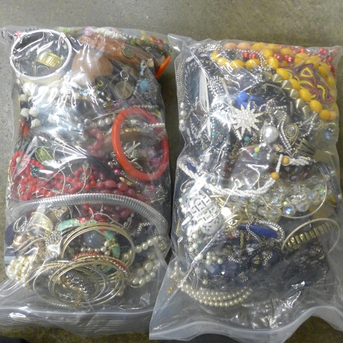 727 - Two bags of costume jewellery