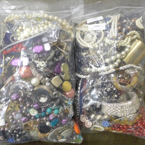 727 - Two bags of costume jewellery