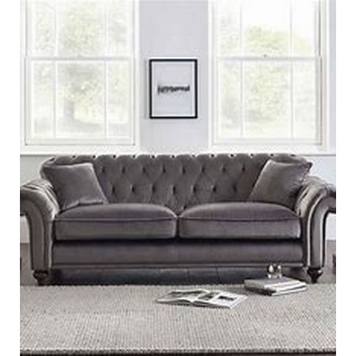 1397 - Bordeaux 4 seater Velvet Grey button Back 'Steel' sofa, Original RRP £874.99 + vat (4205-8) *This lo... 