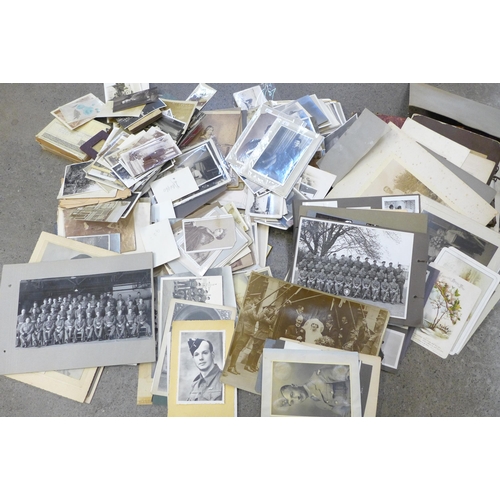 742 - A collection of photographs, postcards and ephemera including one printed on opaque glass