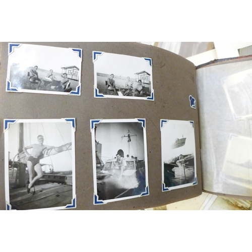 742 - A collection of photographs, postcards and ephemera including one printed on opaque glass