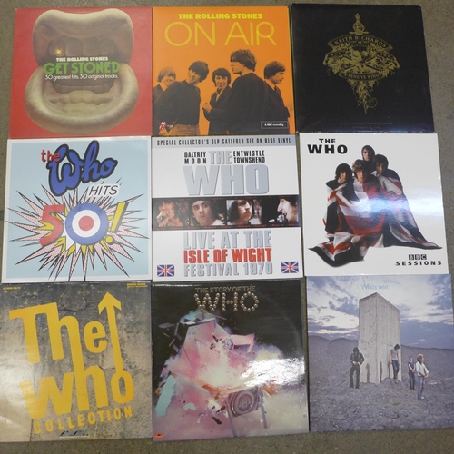 743 - Ten The Who and Rolling Stones LP records, including The Who re-issues and live recordings