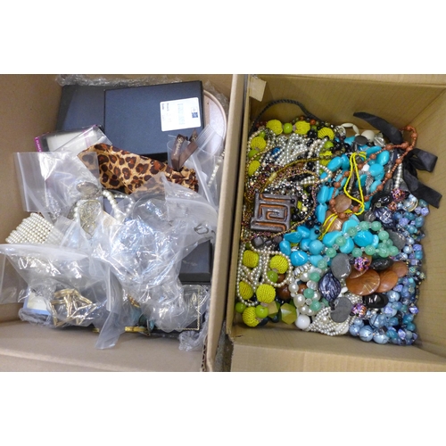 747 - Two boxes of costume jewellery