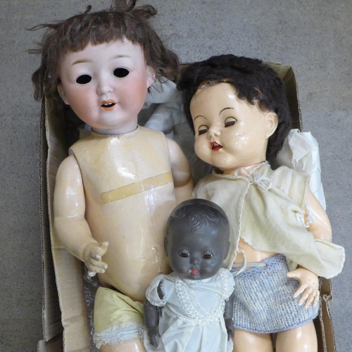 764 - Three assorted dolls including German, a/f