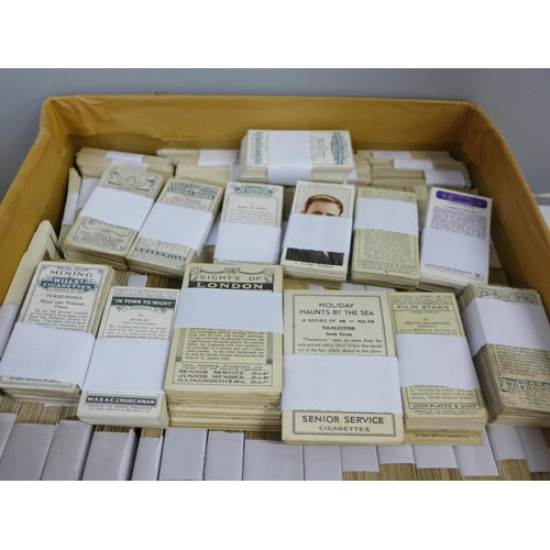 792 - Cigarette cards; 80 complete sets, a few trade, some large, duplication, Qty.