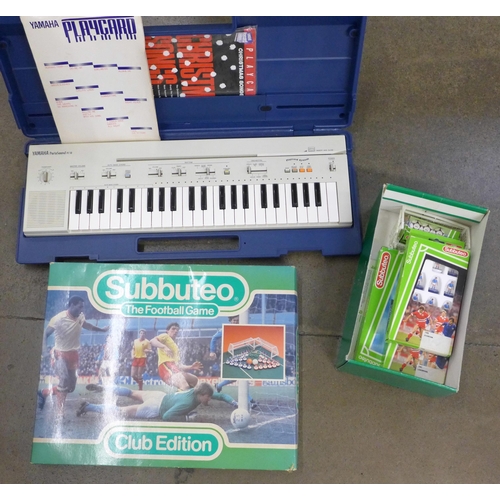 795 - A Yamaha Portasound PC-50 keyboard and a Subbuteo Club Edition game with two extra teams and scorebo... 