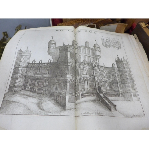 802 - Books - a collection of books on Nottingham including the Antiquities of Nottingham 1677, disbound, ... 