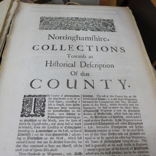 802 - Books - a collection of books on Nottingham including the Antiquities of Nottingham 1677, disbound, ... 