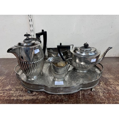 317 - A silver plated four piece tea and coffee service