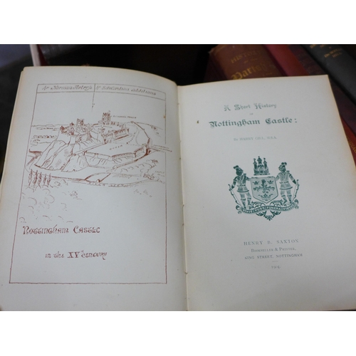 802 - Books - a collection of books on Nottingham including the Antiquities of Nottingham 1677, disbound, ... 