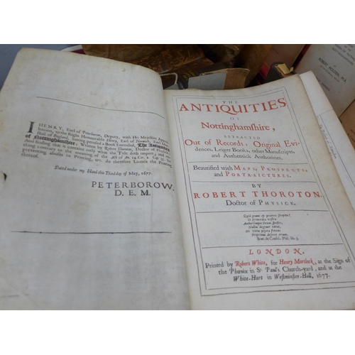 802 - Books - a collection of books on Nottingham including the Antiquities of Nottingham 1677, disbound, ... 