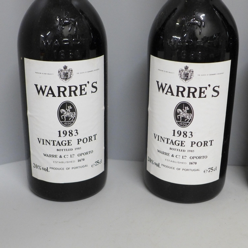 817 - Four bottles of 1983 Warre's vintage port **PLEASE NOTE THIS LOT IS NOT ELIGIBLE FOR IN-HOUSE POSTIN... 