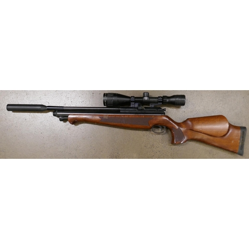 840 - A BSA air rifle with scope and silencer