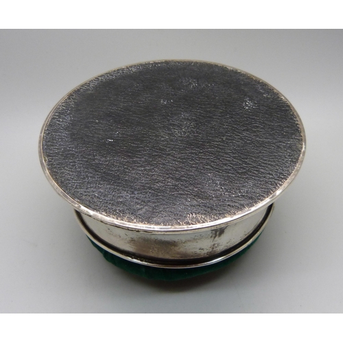 856 - A silver pin cushion trinket box, Birmingham 1919