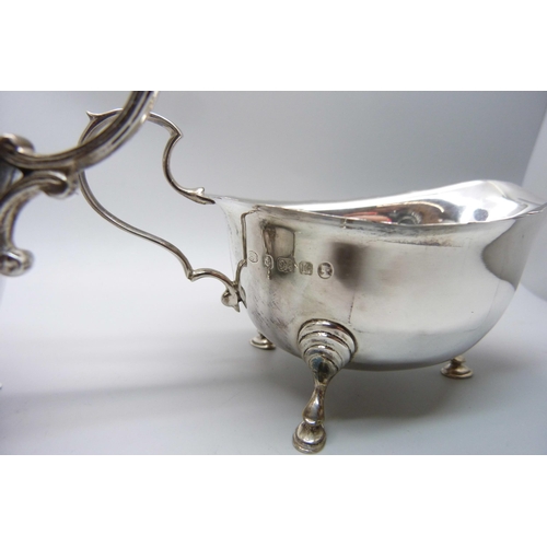 859 - Two silver sauce boats, 86g and 158g, (244g)