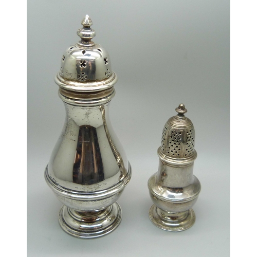 865 - Two silver shakers, 138g and 59g