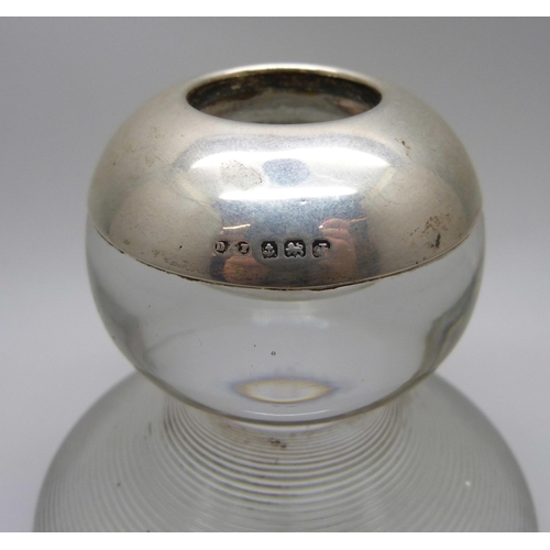 866 - An Art Deco silver mounted glass match striker, Birmingham 1933