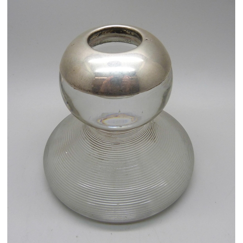 866 - An Art Deco silver mounted glass match striker, Birmingham 1933