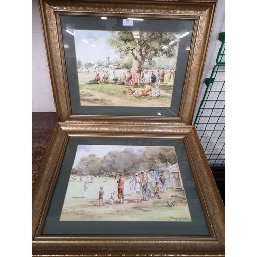 293 - A pair of Douglas E. West cricket prints, framed