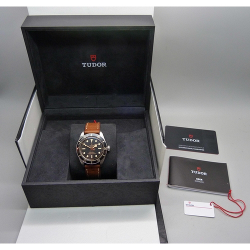 877 - A Tudor Black Bay 58 wristwatch, with box, guarantee and manual, 79030N, Delugs replacement strap