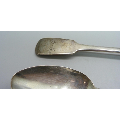 878 - A set of four silver serving spoons, maker SH.DC. Haynes & Cater Ltd., London 1845, 333g