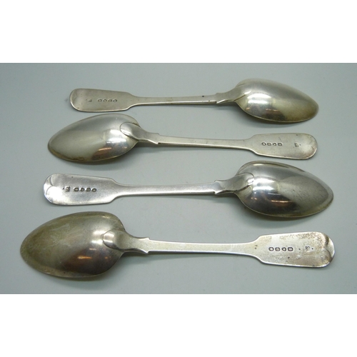 878 - A set of four silver serving spoons, maker SH.DC. Haynes & Cater Ltd., London 1845, 333g