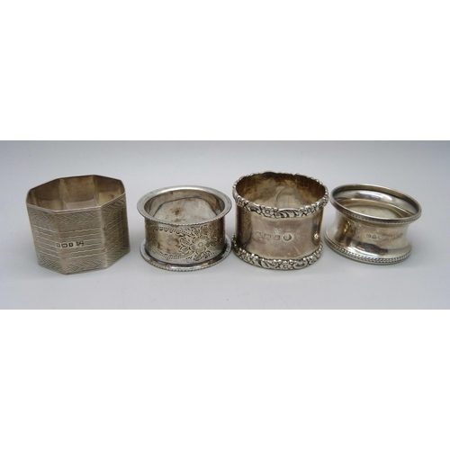 880 - Four silver napkin rings, 98g