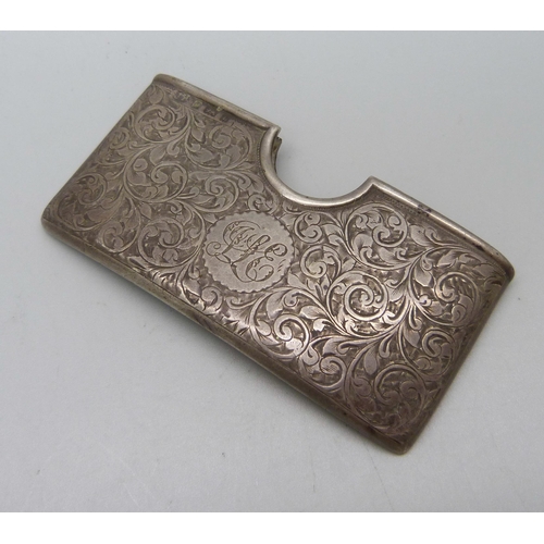 886 - A silver embossed card holder, Birmingham 1901, maker Joseph Hawkins, 29g