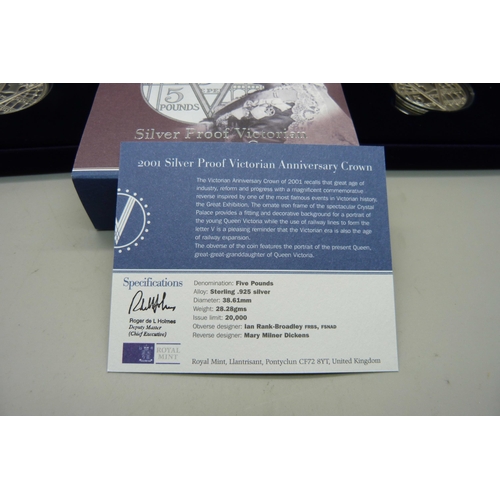 903 - Two The Royal Mint silver proof Victorian Anniversary Crowns